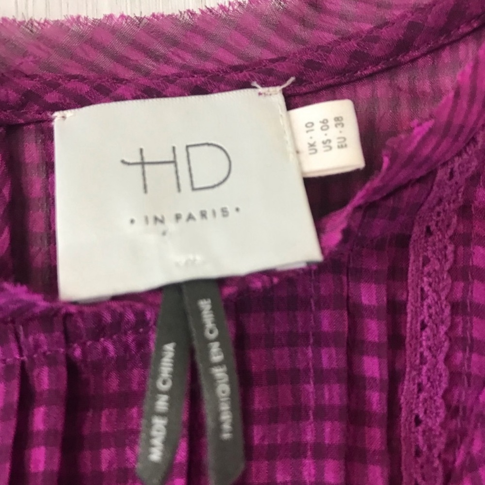 Anthro HD in Paris Purple sheer work tunic size 6 - Picture 6 of 8
